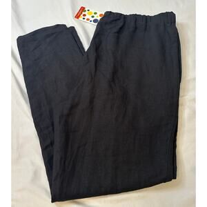 Toofan Black 100% Linen Boho Pull-on Pants NWT Small